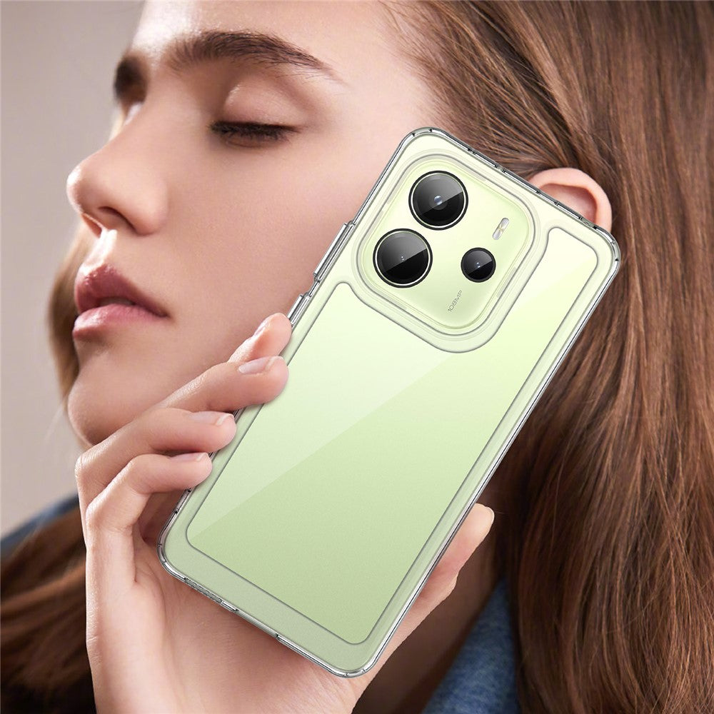 WANLONFENG MF Series for Xiaomi Redmi Note 14 4G (164.84mm) Case TPU Acrylic Clear Phone Cover with Tempered Glass Film