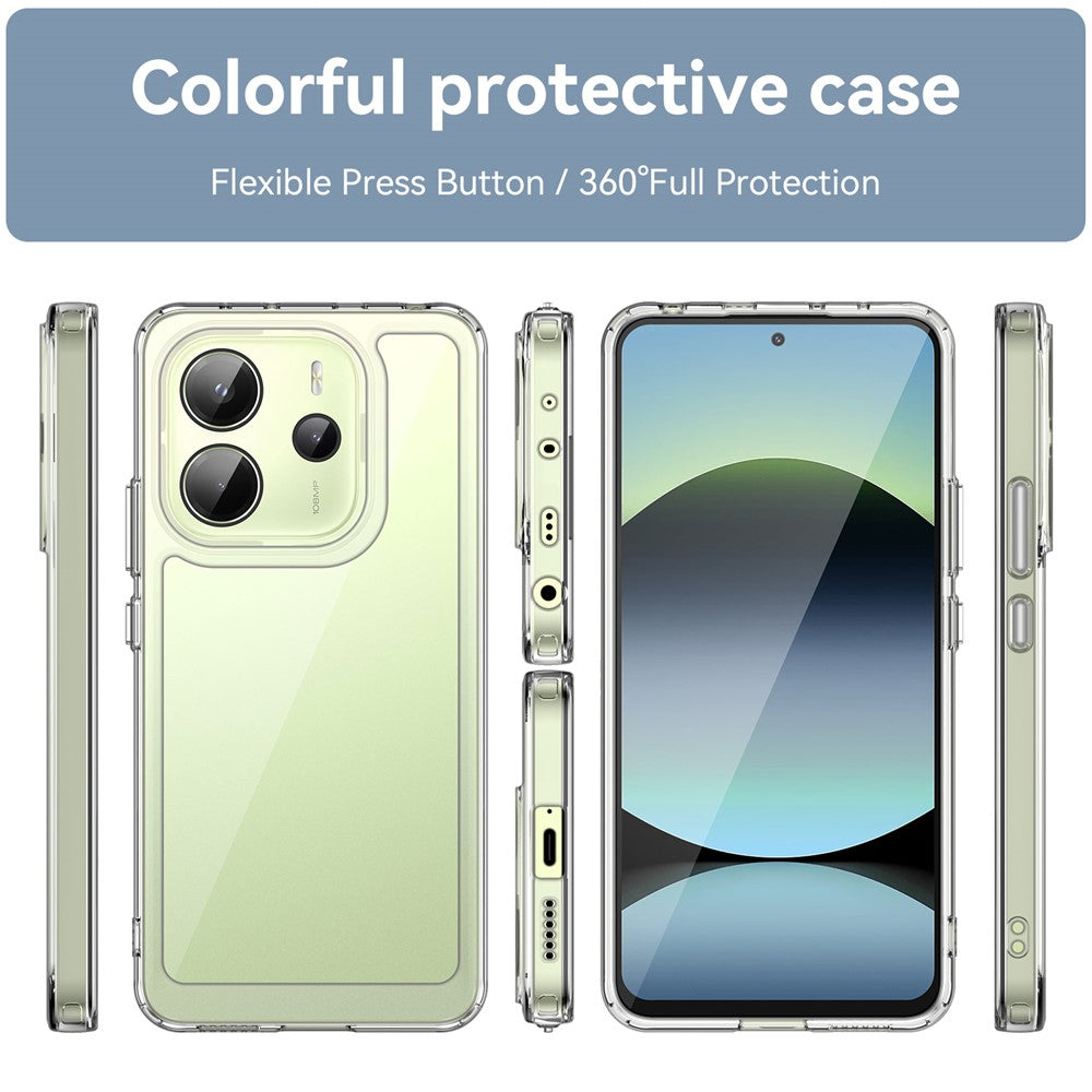 WANLONFENG MF Series for Xiaomi Redmi Note 14 4G (164.84mm) Case TPU Acrylic Clear Phone Cover with Tempered Glass Film