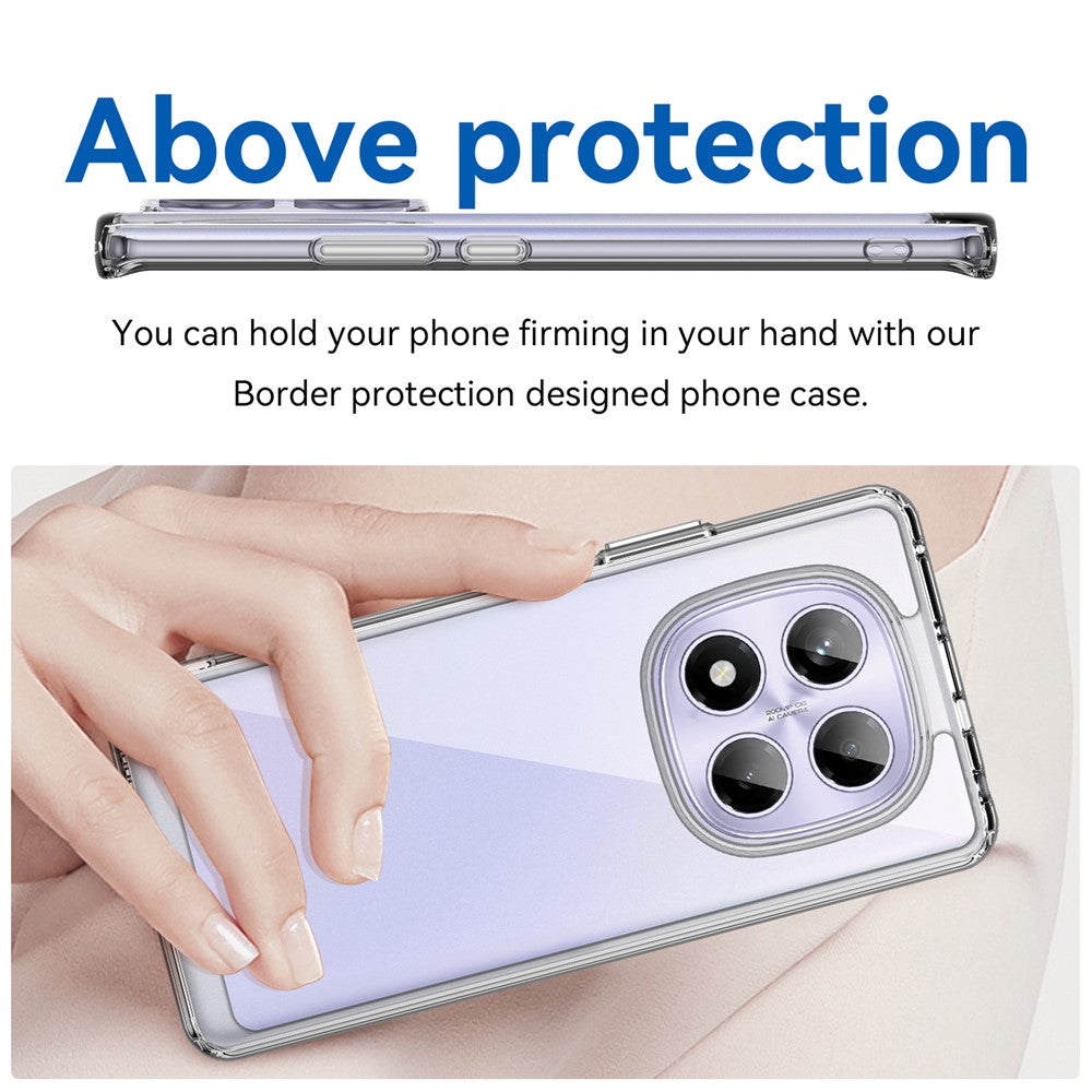 WANLONFENG MF-serien til Xiaomi Redmi Note 14 Pro 4G, gennemsigtigt TPU- og akryletui med hærdet glasfilm