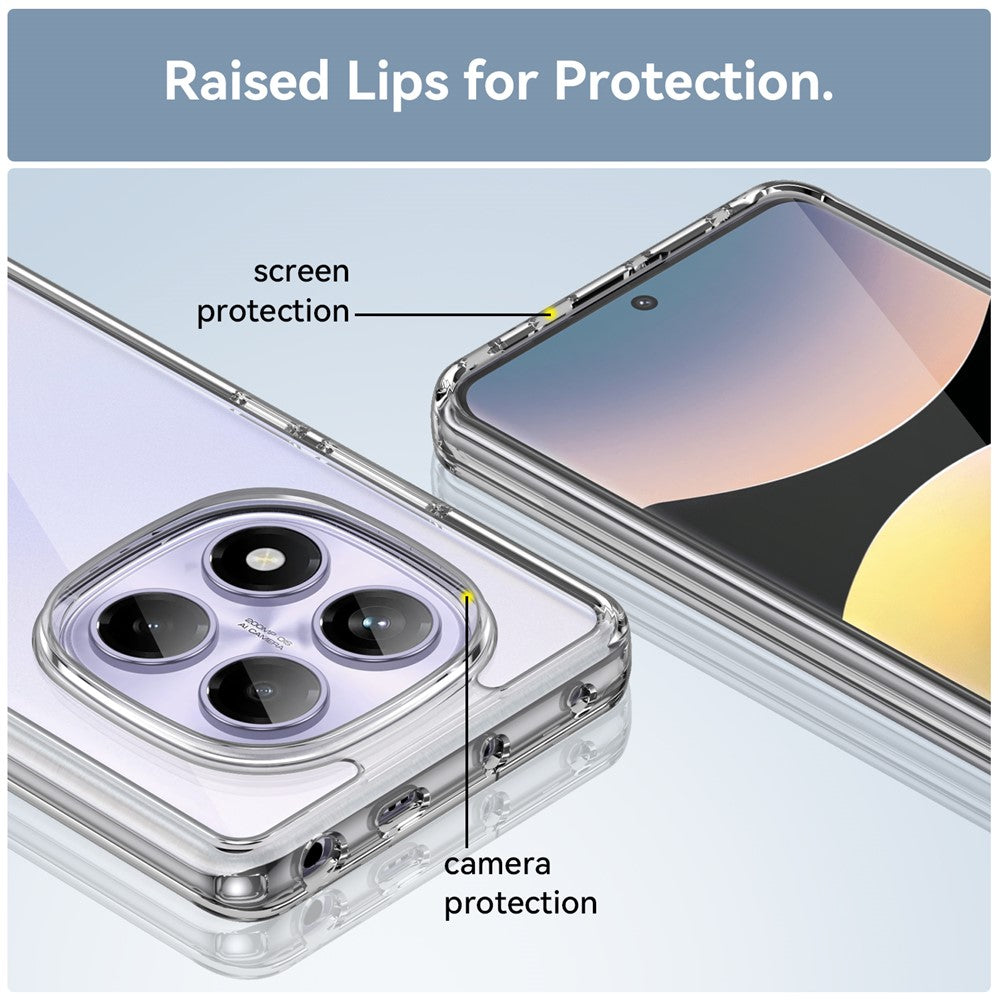 WANLONFENG MF Series for Xiaomi Redmi Note 14 Pro 4G Case TPU Acrylic Clear Phone Cover with Tempered Glass Film