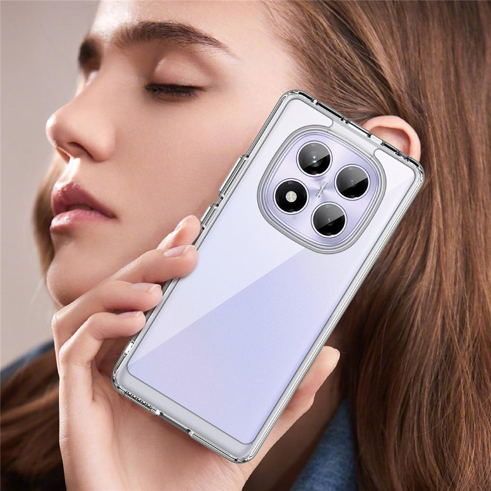 WANLONFENG MF-serien til Xiaomi Redmi Note 14 Pro 4G, gennemsigtigt TPU- og akryletui med hærdet glasfilm