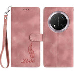 For Honor Magic7 Lite 5G / X9c 5G / X60 Pro 5G Case Imprinted Feather PU Leather Wallet Phone Cover with Wrist Strap
