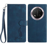 For Honor Magic7 Lite 5G / X9c 5G / X60 Pro 5G Case Imprinted Feather PU Leather Wallet Phone Cover with Wrist Strap