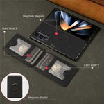 Til Samsung Galaxy Z Fold5 5G magnetisk cover PC + PU telefonbagside med aftagelig kortholder