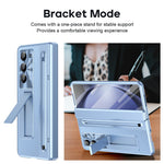 For Samsung Galaxy Z Fold5 5G Case Electroplating Edge PC + PU + Glass Film Phone Cover with Stylus