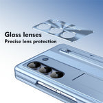 For Samsung Galaxy Z Fold5 5G Case Electroplating Edge PC + PU + Glass Film Phone Cover with Stylus