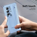 For Samsung Galaxy Z Fold5 5G Case Electroplating Edge PC + PU + Glass Film Phone Cover with Stylus