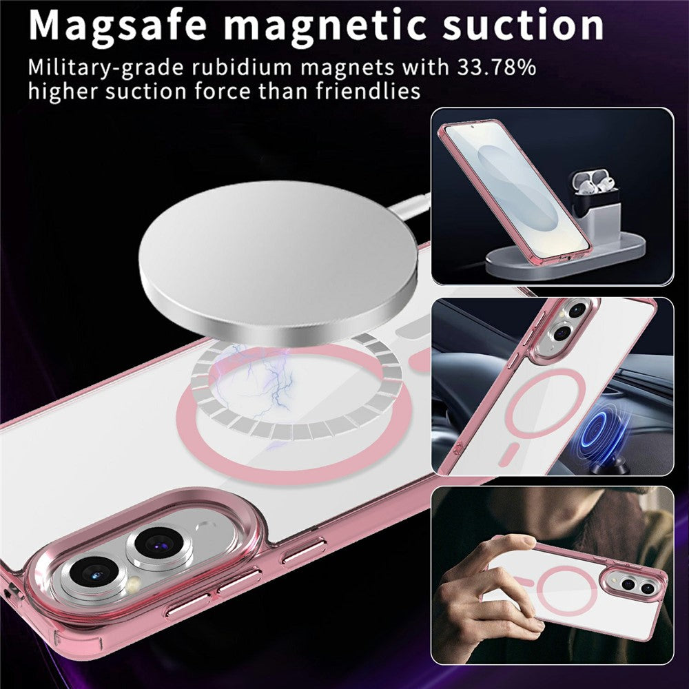 For Samsung Galaxy S25 Edge Magnetic Case TPU+PC Transparent Phone Cover