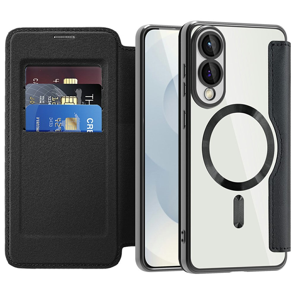 For Samsung Galaxy S25 Edge Magnetic Case RFID Blocking Leather Phone Cover