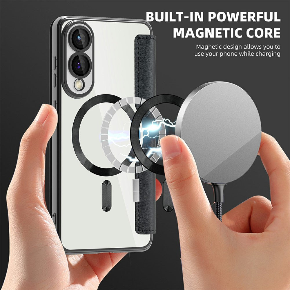 For Samsung Galaxy S25 Edge Magnetic Case RFID Blocking Leather Phone Cover