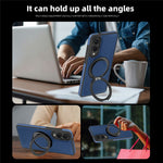 For Samsung Galaxy S25 Edge Case with Ring Kickstand Magnetic Case PU Leather Back Cover