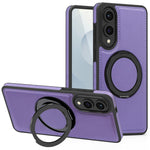 For Samsung Galaxy S25 Edge Case with Ring Kickstand Magnetic Case PU Leather Back Cover