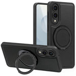 For Samsung Galaxy S25 Edge Case with Ring Kickstand Magnetic Case PU Leather Back Cover