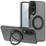 For Samsung Galaxy S25 Edge Case with Ring Kickstand Magnetic Case PU Leather Back Cover