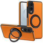 For Samsung Galaxy S25 Edge Case with Ring Kickstand Magnetic Case PU Leather Back Cover