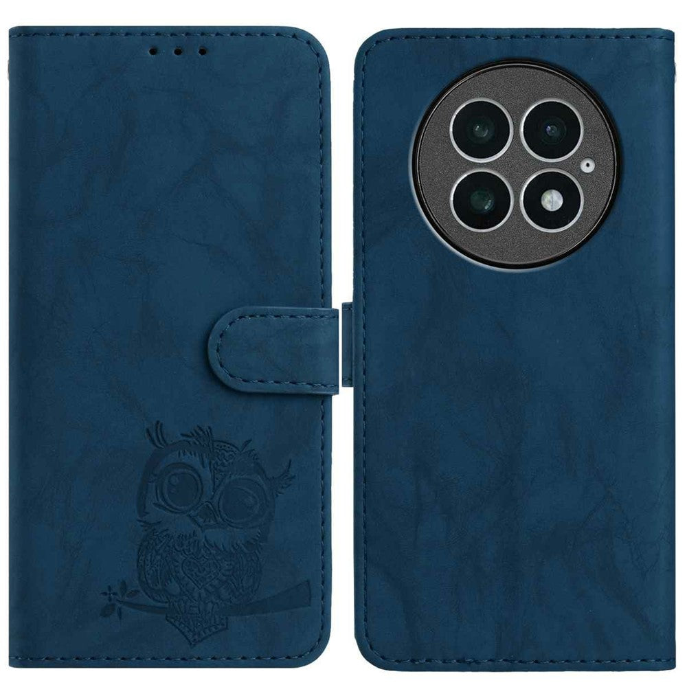 For OnePlus 13 Case Owl Imprinted PU Leather Wallet Phone Cover with Wrist Strap