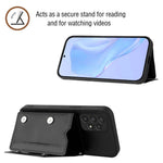 For Samsung Galaxy A53 5G Case Card Holder Kickstand Skin-Touch Phone Cover with Wrist Strap