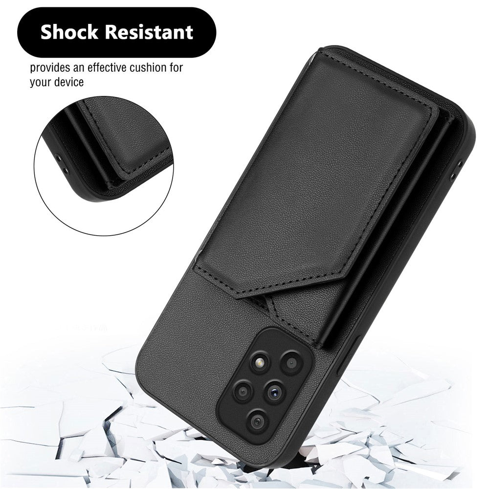 For Samsung Galaxy A53 5G Case Card Holder Kickstand Skin-Touch Phone Cover with Wrist Strap