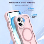 For iPhone 16 Plus Case Compatible with MagSafe TPU + PC Phone Back Cover Skin Touch Wave Shape