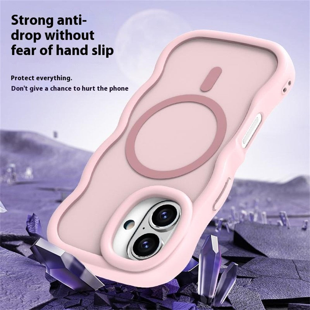 For iPhone 16 Plus Case Compatible with MagSafe TPU + PC Phone Back Cover Skin Touch Wave Shape