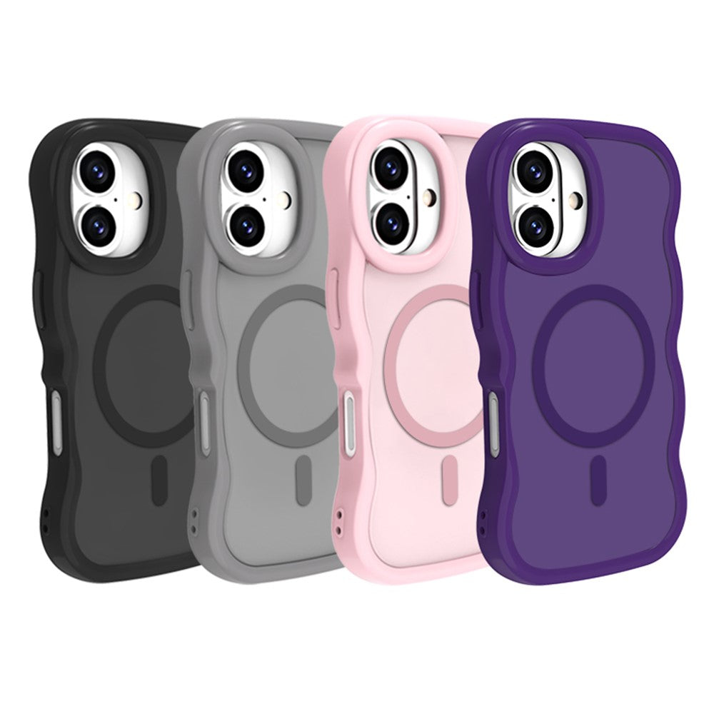 For iPhone 16 Plus Case Compatible with MagSafe TPU + PC Phone Back Cover Skin Touch Wave Shape