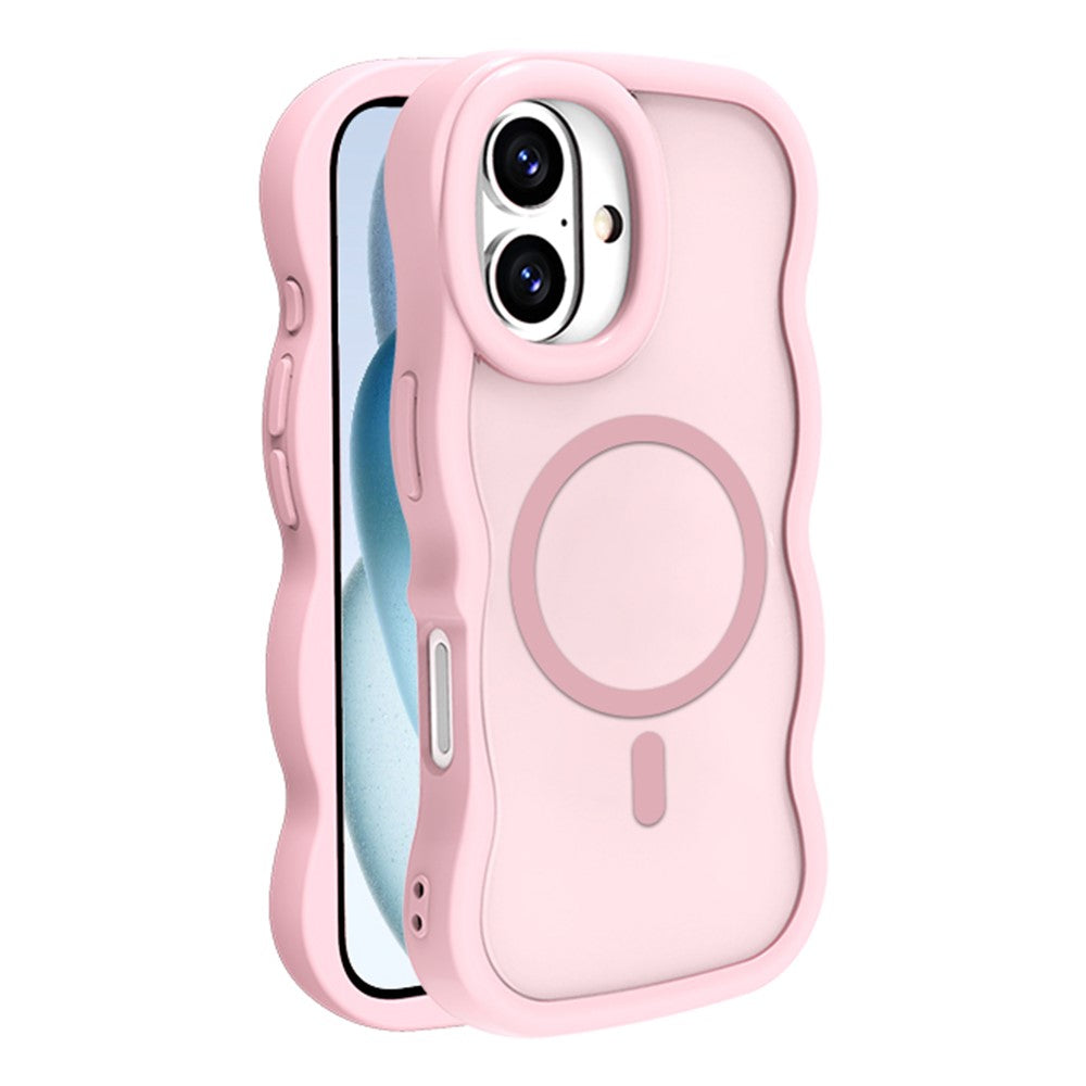 For iPhone 16 Plus Case Compatible with MagSafe TPU + PC Phone Back Cover Skin Touch Wave Shape