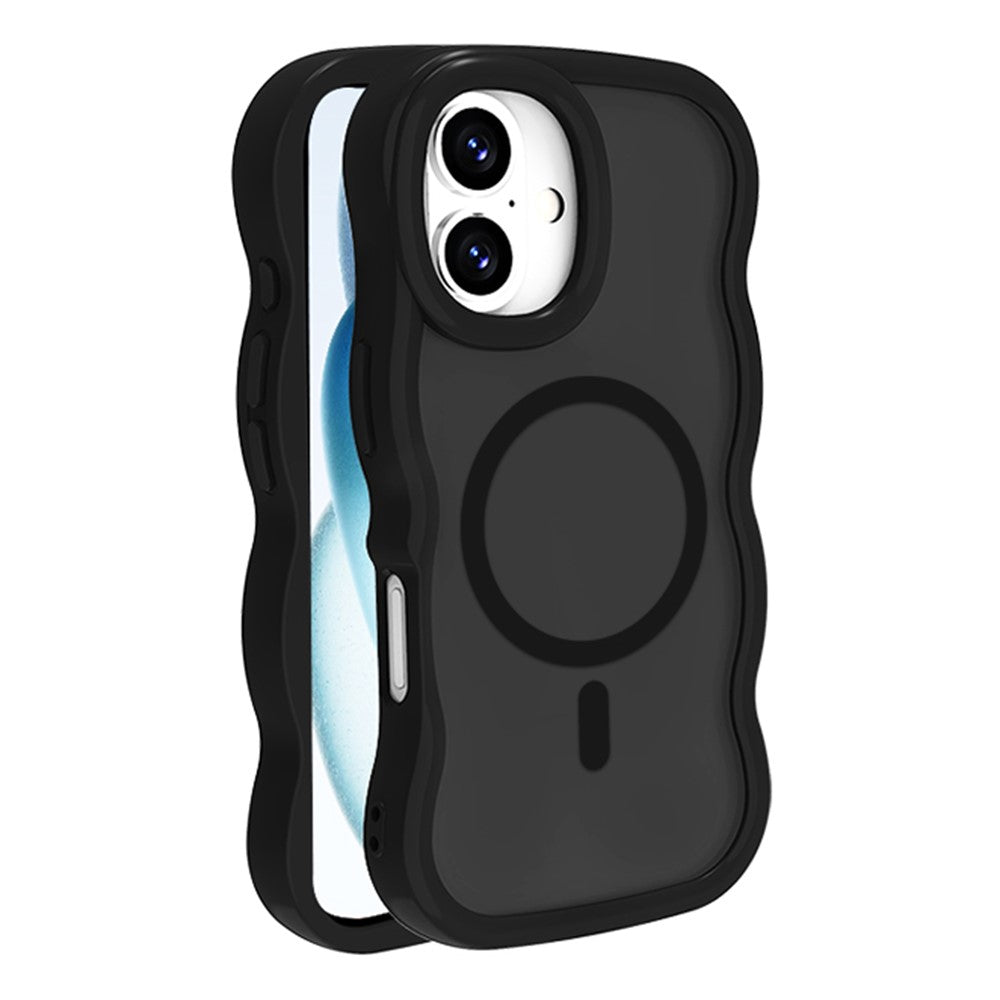 For iPhone 16 Plus Case Compatible with MagSafe TPU + PC Phone Back Cover Skin Touch Wave Shape