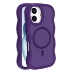 For iPhone 16 Plus Case Compatible with MagSafe TPU + PC Phone Back Cover Skin Touch Wave Shape
