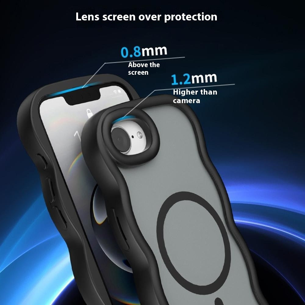 Til iPhone 17e / 16e cover, kompatibel med MagSafe TPU + PC telefonbagside Skin Touch Wave Shape