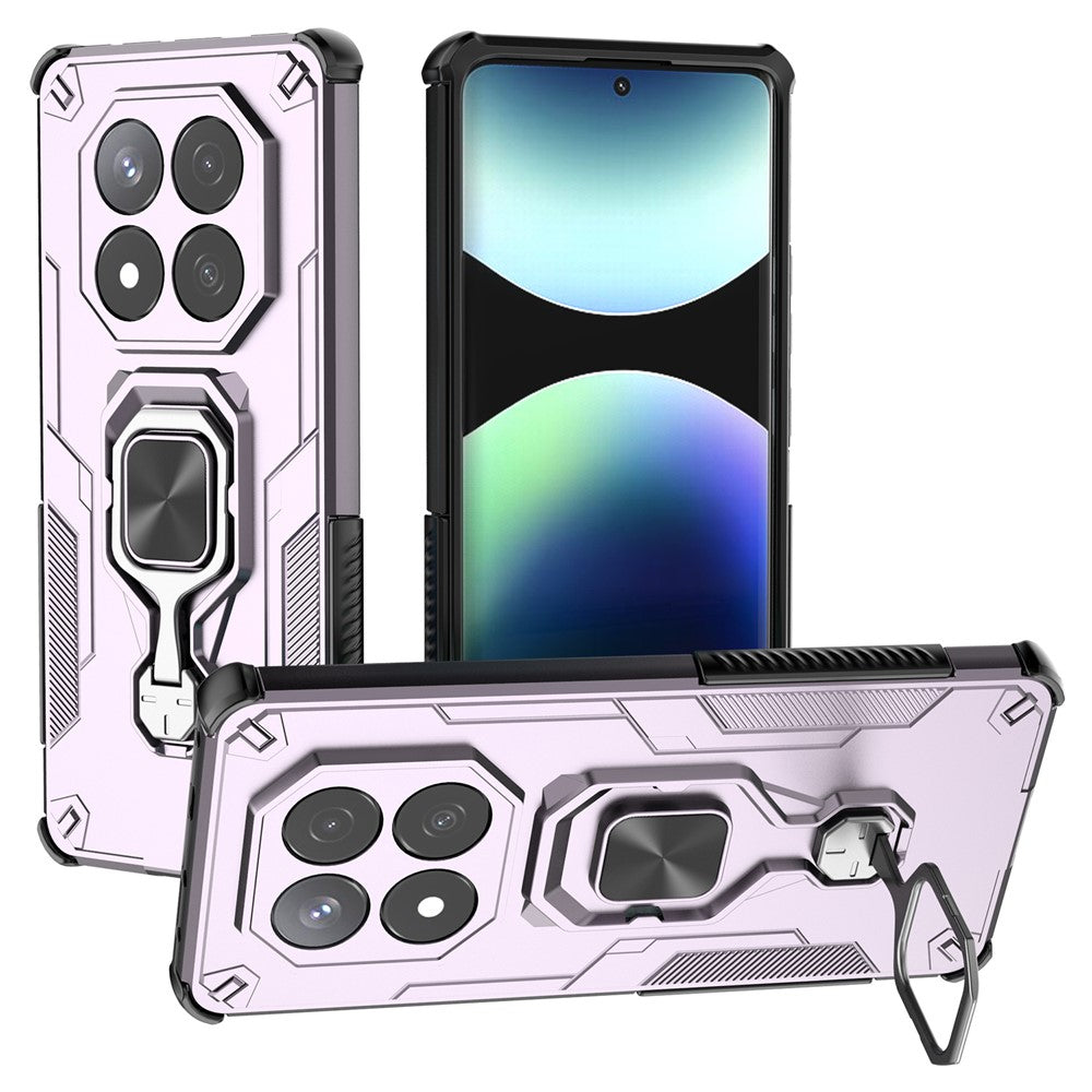 For Xiaomi Redmi Note 14 Pro 5G / Poco X7 5G Case Rotatable Ring Kickstand PC + TPU Shockproof Phone Cover