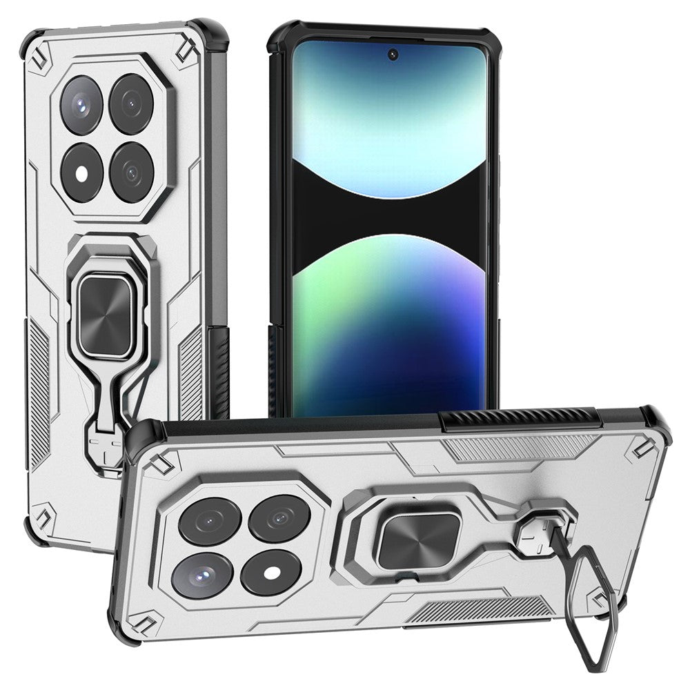 For Xiaomi Redmi Note 14 Pro 5G / Poco X7 5G Case Rotatable Ring Kickstand PC + TPU Shockproof Phone Cover
