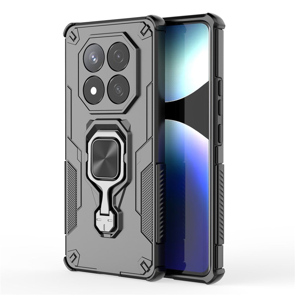 For Xiaomi Redmi Note 14 Pro 4G Case Rotatable Ring Kickstand PC + TPU Shockproof Phone Cover