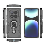 For Xiaomi Redmi Note 14 Pro 4G Case Rotatable Ring Kickstand PC + TPU Shockproof Phone Cover