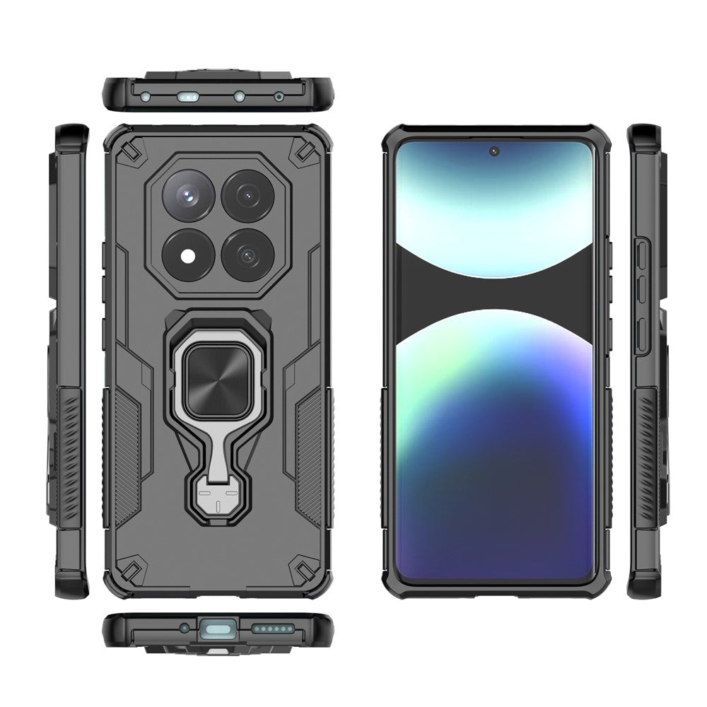 For Xiaomi Redmi Note 14 Pro 4G Case Rotatable Ring Kickstand PC + TPU Shockproof Phone Cover