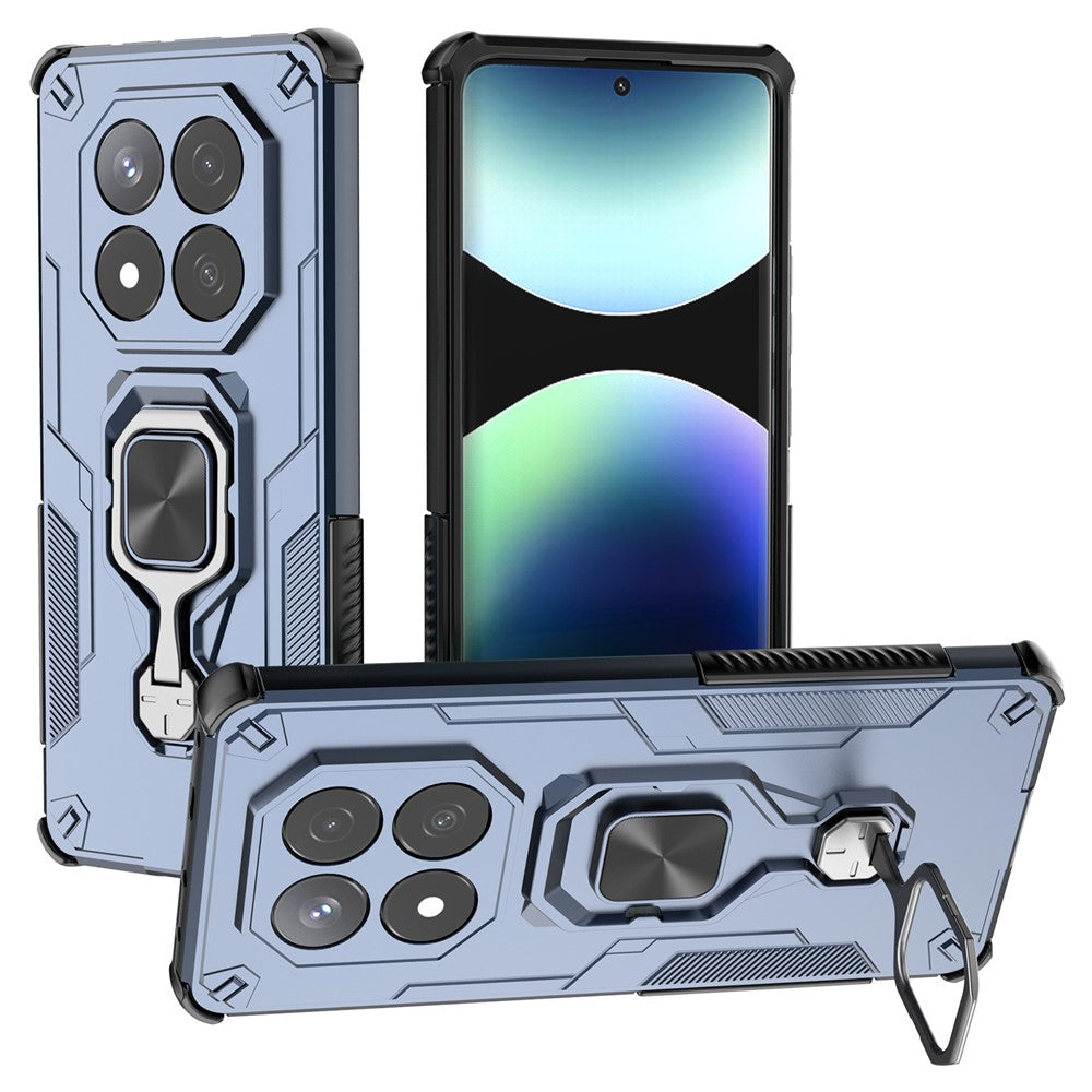 For Xiaomi Redmi Note 14 Pro 4G Case Rotatable Ring Kickstand PC + TPU Shockproof Phone Cover