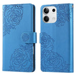 Xiaomi Redmi Note 13 5G-skal i rosblomma, PU-läder, plånboksfodral med 3 kortfack