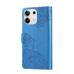 Xiaomi Redmi Note 13 5G-skal i rosblomma, PU-läder, plånboksfodral med 3 kortfack