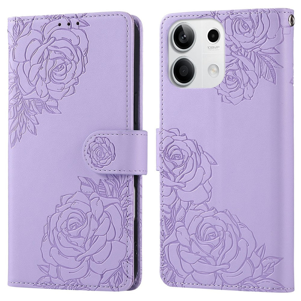 For Xiaomi Redmi Note 13 5G Case Rose Flower PU Leather Wallet Phone Cover with 3 Card Slots