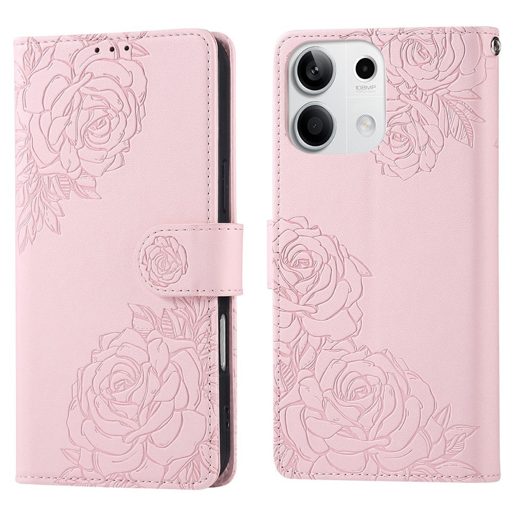 For Xiaomi Redmi Note 13 5G Case Rose Flower PU Leather Wallet Phone Cover with 3 Card Slots