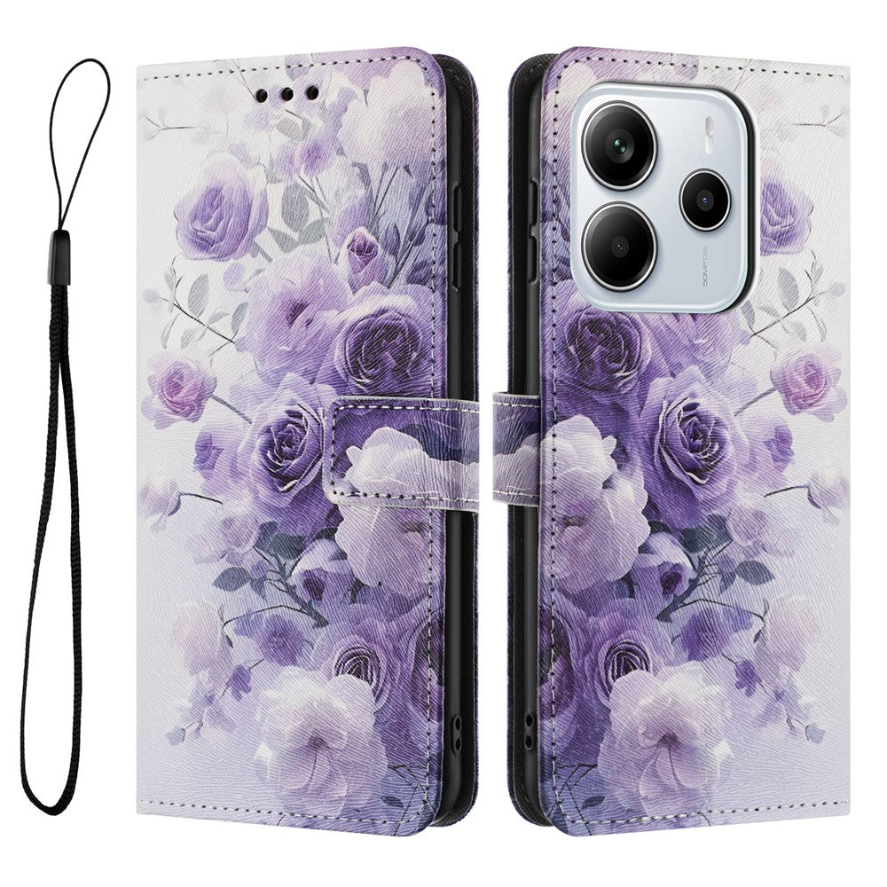 YX-2501 For Xiaomi Redmi Note 14 4G (164.84mm) Case Pattern Printing PU Leather Wallet Phone Cover with Lanyard