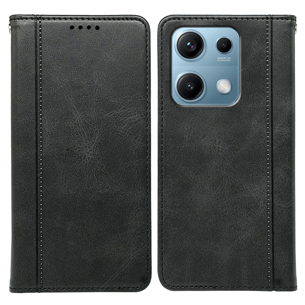For Xiaomi Redmi Note 14S 4G Case Hidden Magnetic Closure Calf Texture Leather Phone Cover
