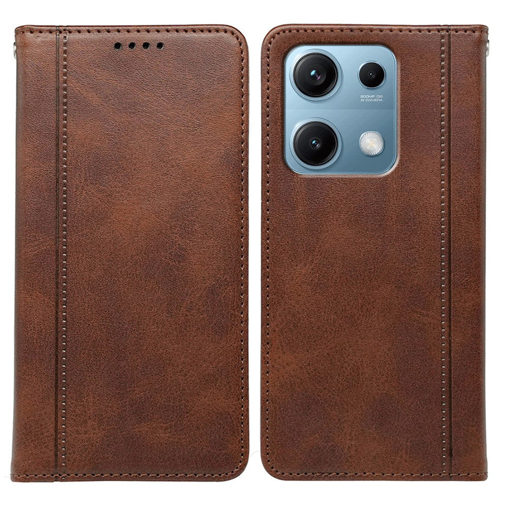 For Xiaomi Redmi Note 14S 4G Case Hidden Magnetic Closure Calf Texture Leather Phone Cover