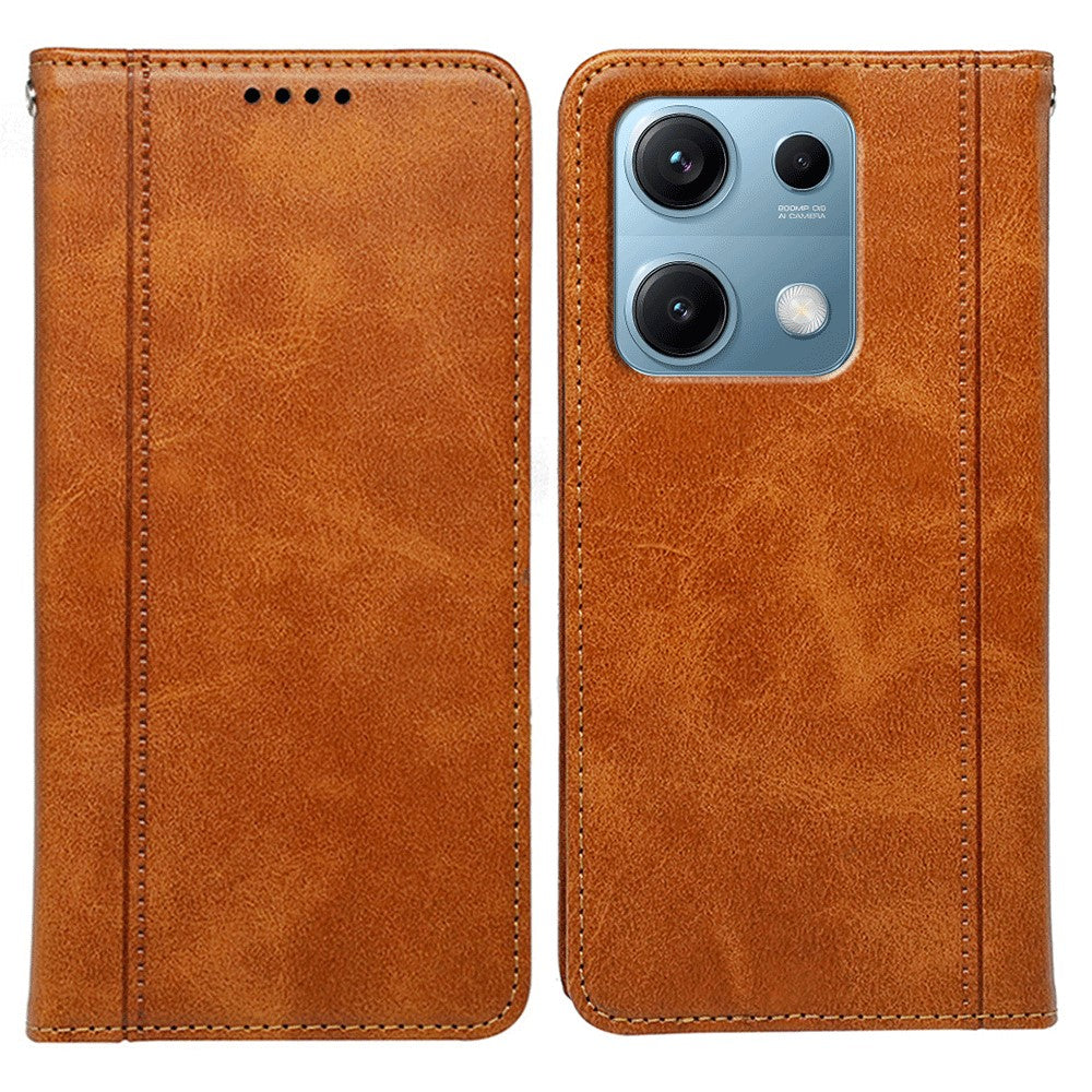 For Xiaomi Redmi Note 14S 4G Case Hidden Magnetic Closure Calf Texture Leather Phone Cover