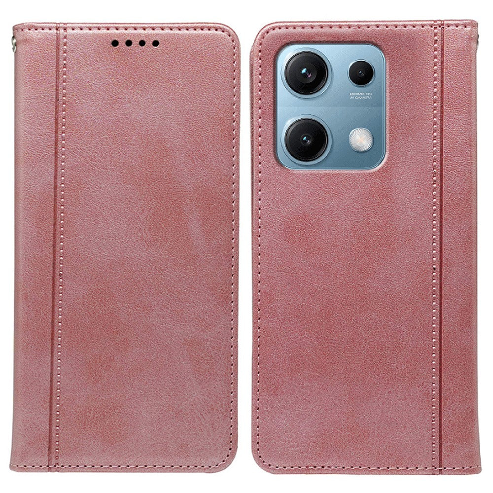 For Xiaomi Redmi Note 14S 4G Case Hidden Magnetic Closure Calf Texture Leather Phone Cover