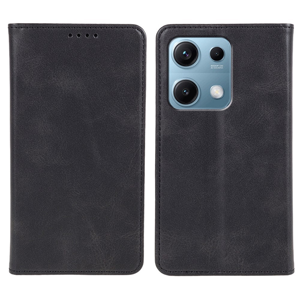 For Xiaomi Redmi Note 14S 4G Case Strong Magnetic PU Leather Phone Cover Calf Texture
