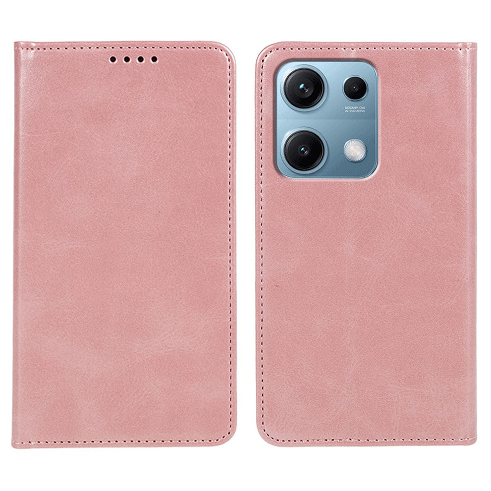 For Xiaomi Redmi Note 14S 4G Case Strong Magnetic PU Leather Phone Cover Calf Texture