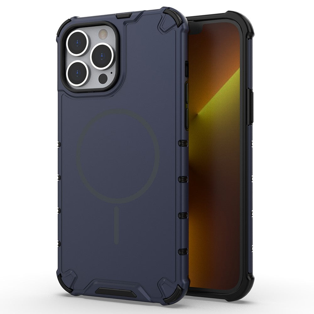 Til iPhone 14 Pro Magnetisk Etui Bølget Tekstur Varmeafledning Stødsikker TPU + PC Telefon Bagcover
