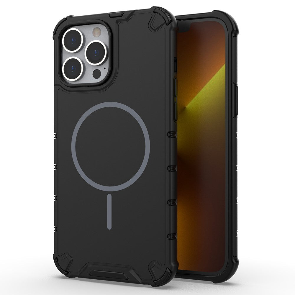 Til iPhone 14 Pro Max Magnetisk Cover Bølget Tekstur Varmeafledning Stødsikker TPU + PC Telefonbagcover