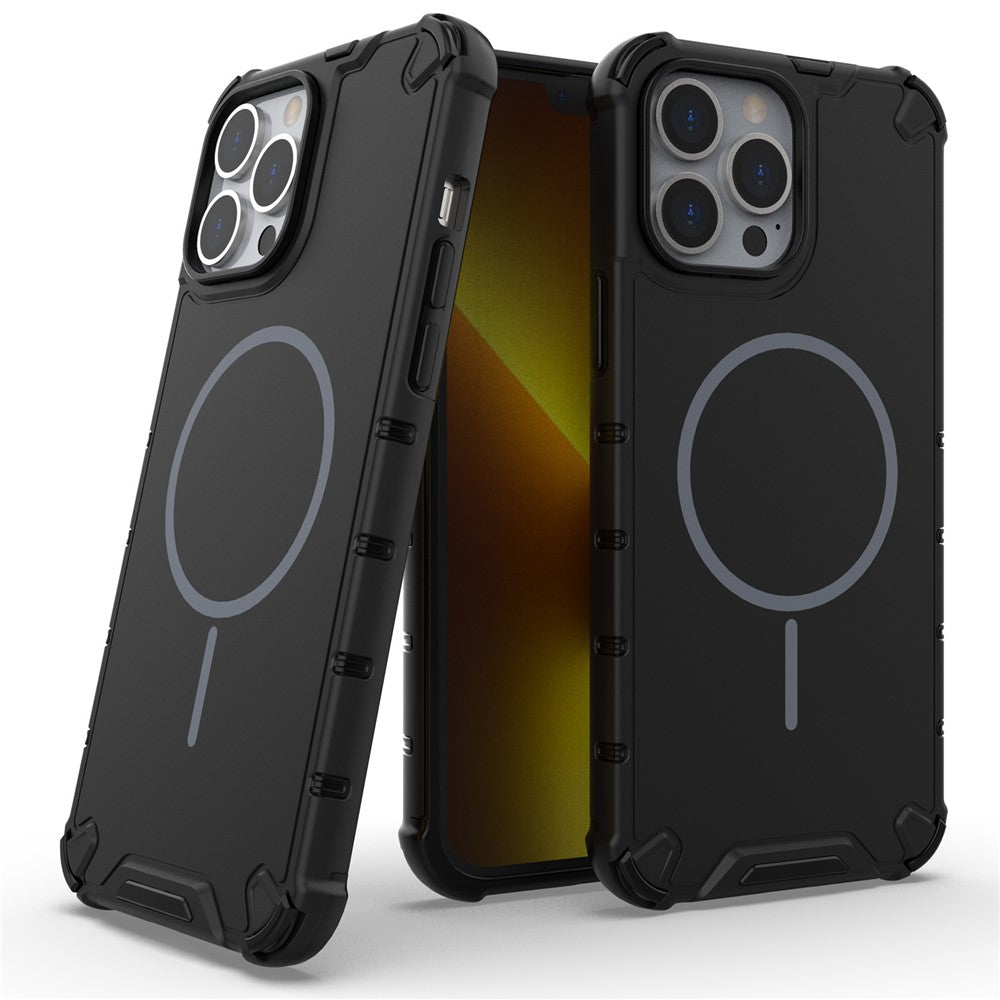 Til iPhone 14 Pro Max Magnetisk Cover Bølget Tekstur Varmeafledning Stødsikker TPU + PC Telefonbagcover