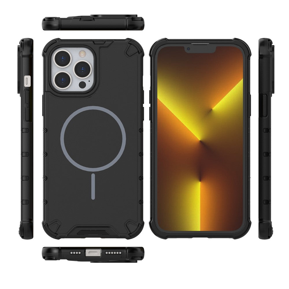 Til iPhone 14 Pro Max Magnetisk Cover Bølget Tekstur Varmeafledning Stødsikker TPU + PC Telefonbagcover